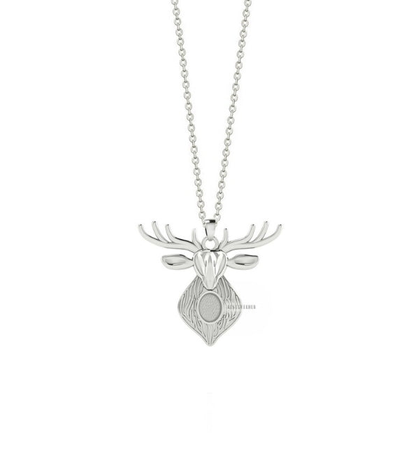 Deer Stag With Oval Stone Necklace