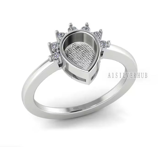 Half Sunshine Tear Drop Ring