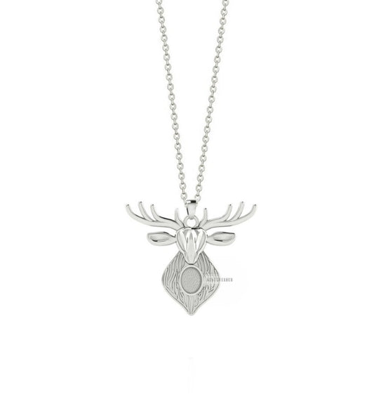 Deer Stag With Oval Stone Necklace