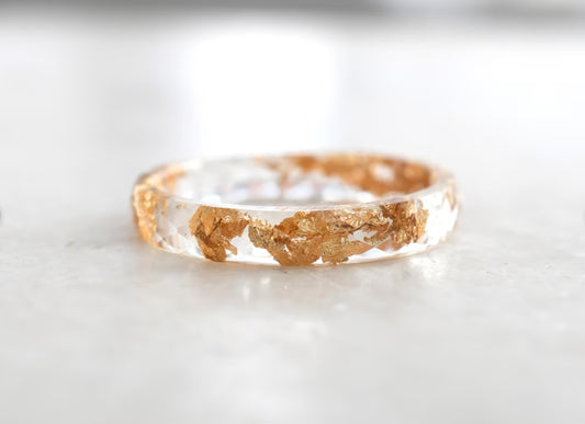 Transparent Ring With Gold Flakes